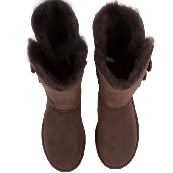 UGG Bailey Button Triplet Chocolate Boots - Picture 2 of 10